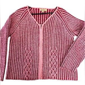 Cabela’s | Heavy Cotton Ribbed Zip Cardigan Sweater | Rose/Wine | Size 2XL